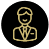 icon of a person with three stars representing three levels of expertise or feedback in a professional context