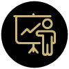 person standing next to a presentation board with a graph depicting growth illustrating 5 essential tips for success